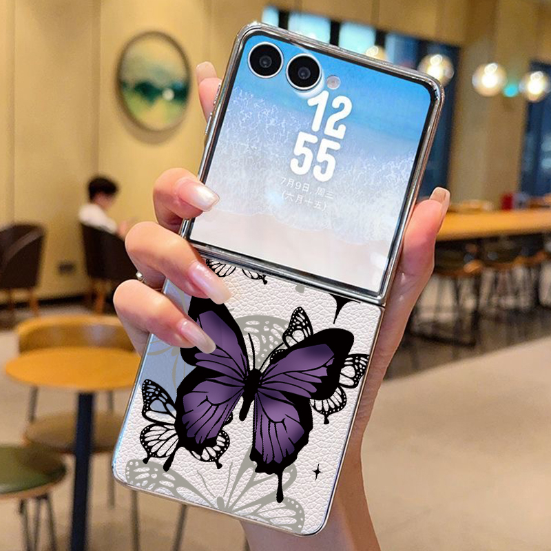 Phone Cases Purple - Lila Schmetterling PU-Leder Handyhülle für Samsung