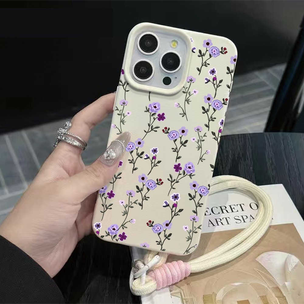Phone Cases Purple - Dünner Ast Lila Blumenmuster Handyhülle mit