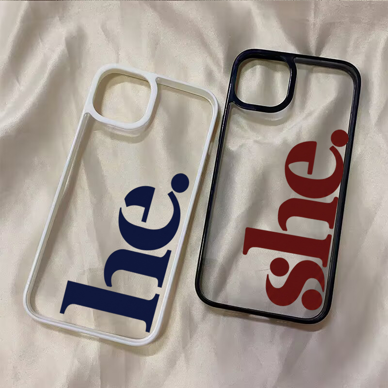 Phone Cases Shein - He She Letter Paar-Handyhülle für iPhone