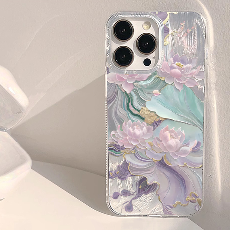 Phone Cases Purple - Traumhaftes Lila Lotus-Print Ästhetisches Handyhülle für
