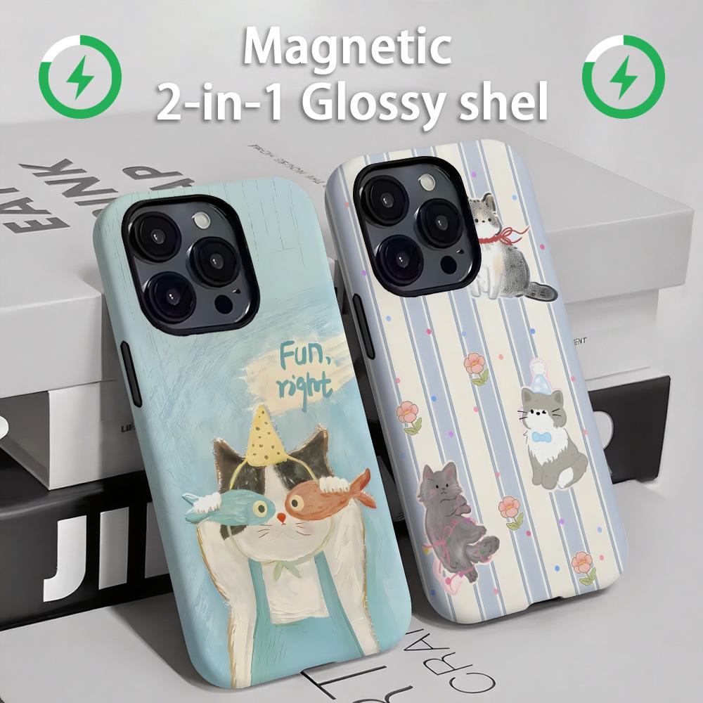 Phone Cases 13 - Niedliche Katzen und Hunde Handyhülle Magnetisch