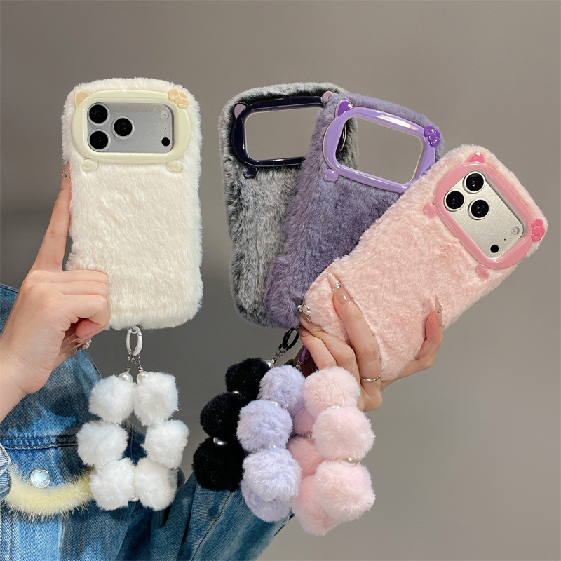 Phone Cases 13 - Luxuriöse Einfarbige Flauschige Plüsch-Handyhülle für iPhone