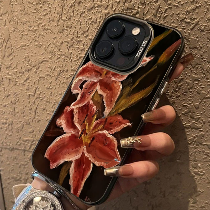 Phone Cases Drop Proof - Ölgemälde Lilie Blume Retro Muster Telefon