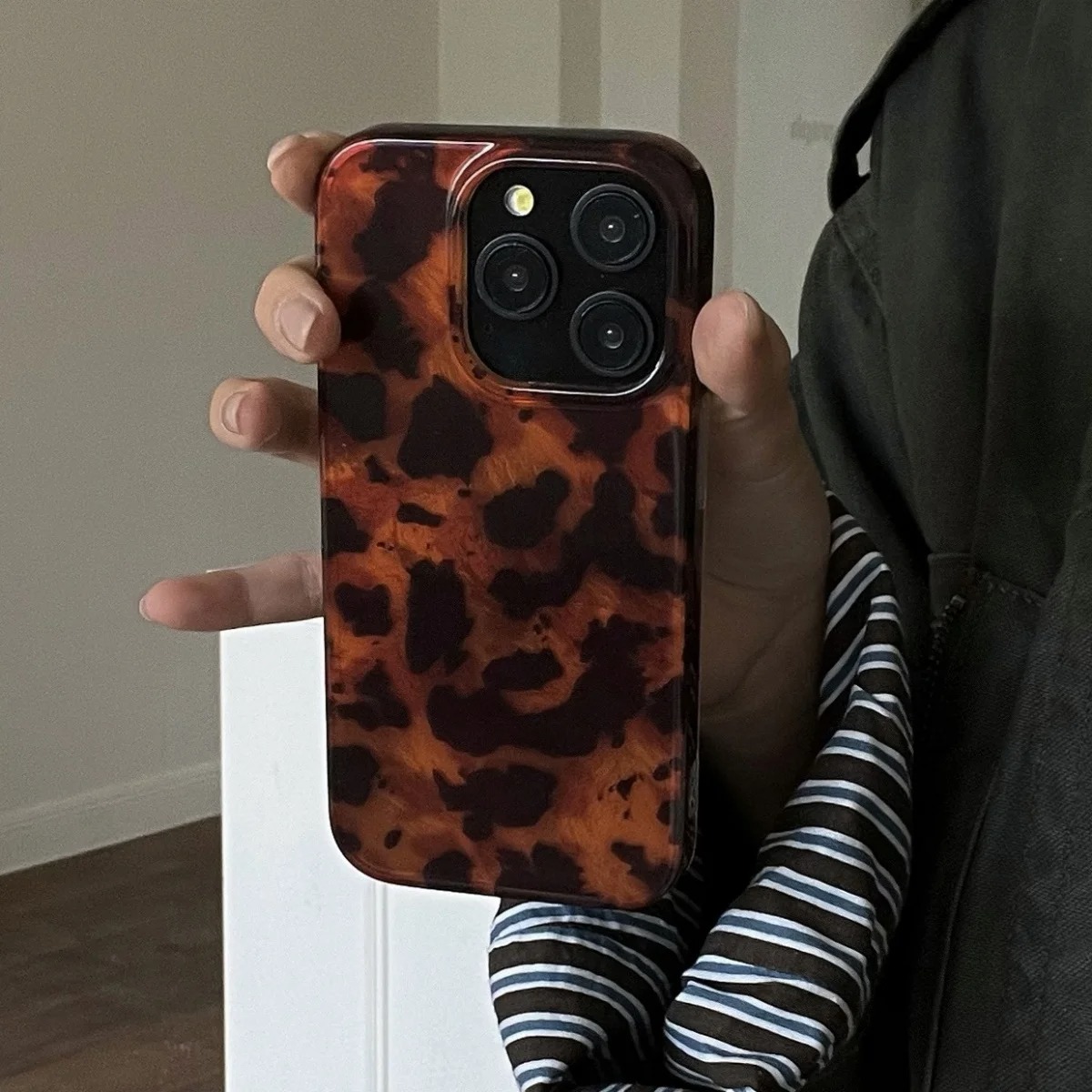 Retro-Amber-Textur Laser-Handy – Phone Cases Leopard Print Bewertung und Preis